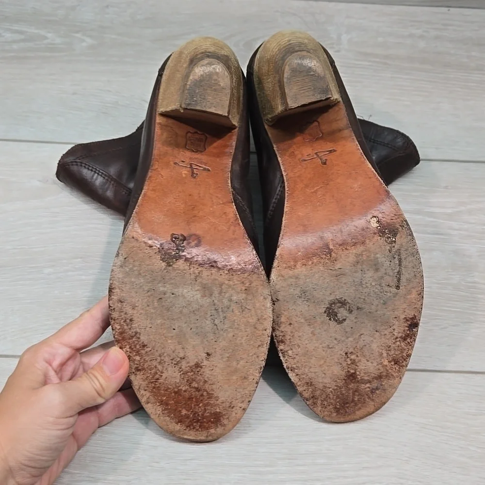 J Shoes Women Ranch 2 Ankle Leather Western Moto Heels shoes boots sz 9